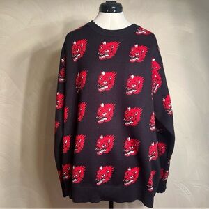 H&M Divided Mens Jacquard-knit Dragon Head Pullover L/S Streetwear Sweater|Sz:L